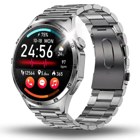 Smartwatch Zegarek Kardiowatch Angelo AT300 srebrny EKG HRV Tętno Rozmowy Szkło 3 Paski Menu PL